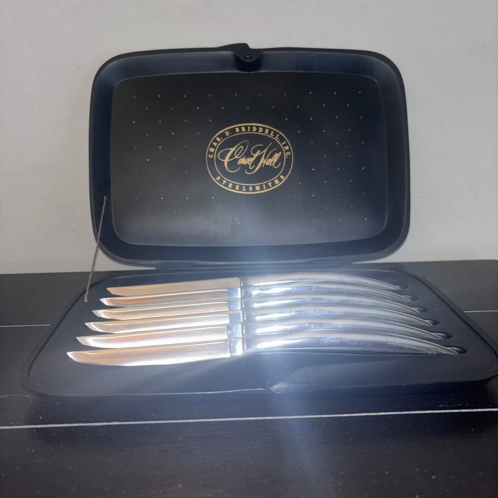 Carvel Hall Steak Knife Set | 6 Piece Vintage MCM Stainless Steel USA‎ with Case
